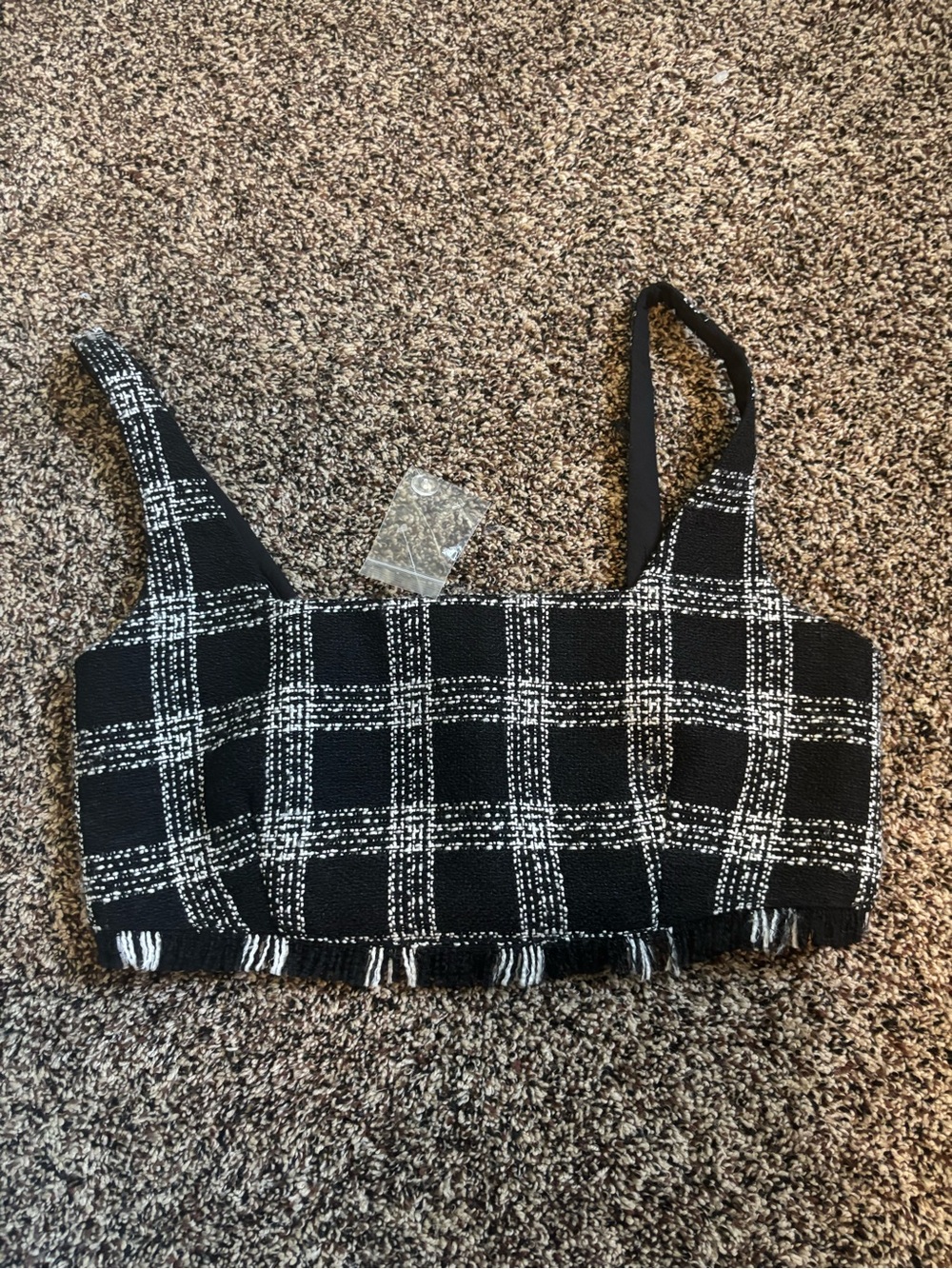 House of Harlow 1960 Black and White Plaid Cropped Tank